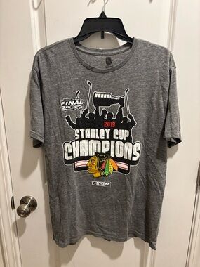 Chicago Blackhawks 2013 Stanley Cup Champions Gray Tee